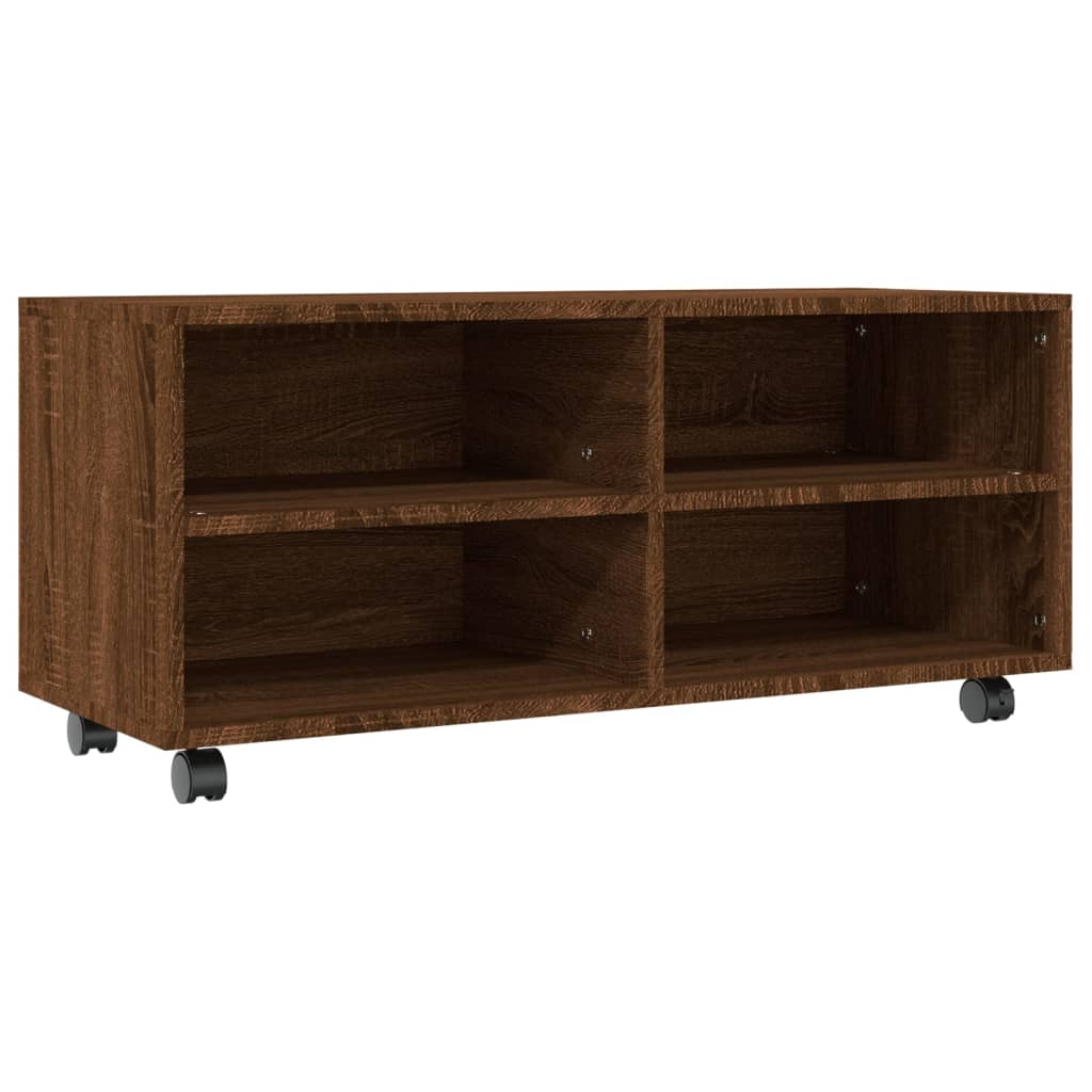 Tv-meubel met wieltjes 90x35x35 cm bewerkt hout