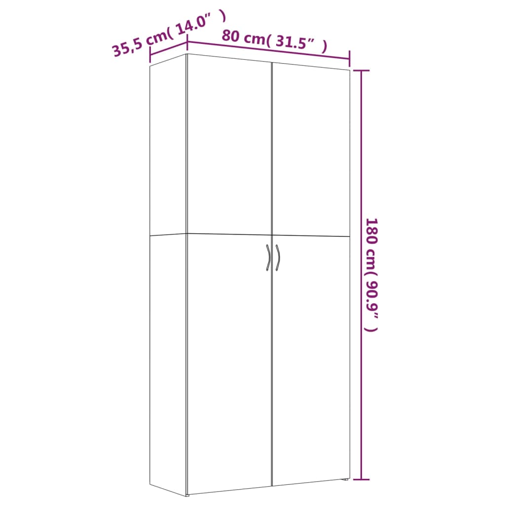 Schoenenkast 80x35,5x180 cm bewerkt hout