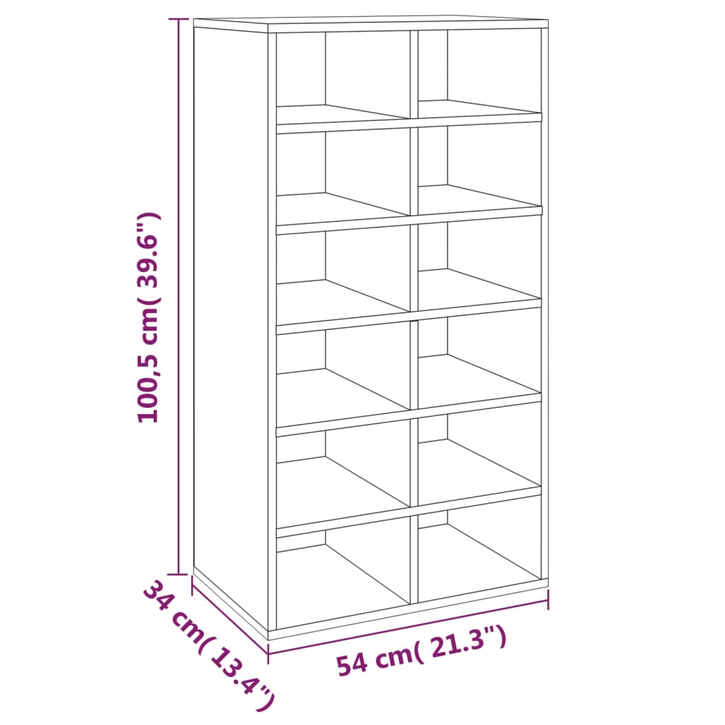 Schoenenrek 54x34x100,5 cm bewerkt hout eikenkleurig