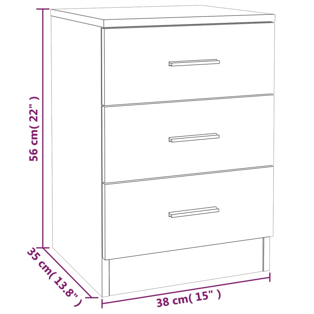 Nachtkastjes 2 st 38x35x56 cm bewerkt hout