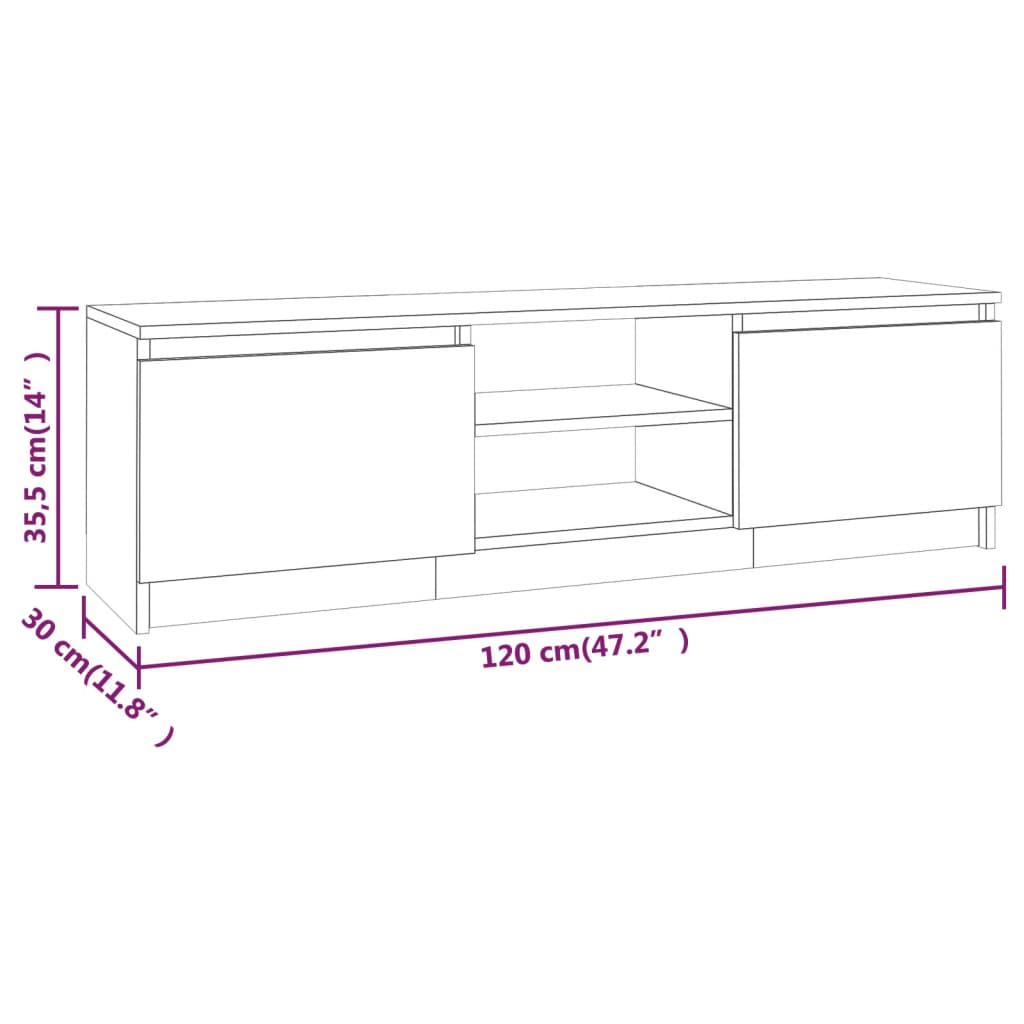 Tv-meubel 120x30x35,5 cm bewerkt hout eikenkleurig