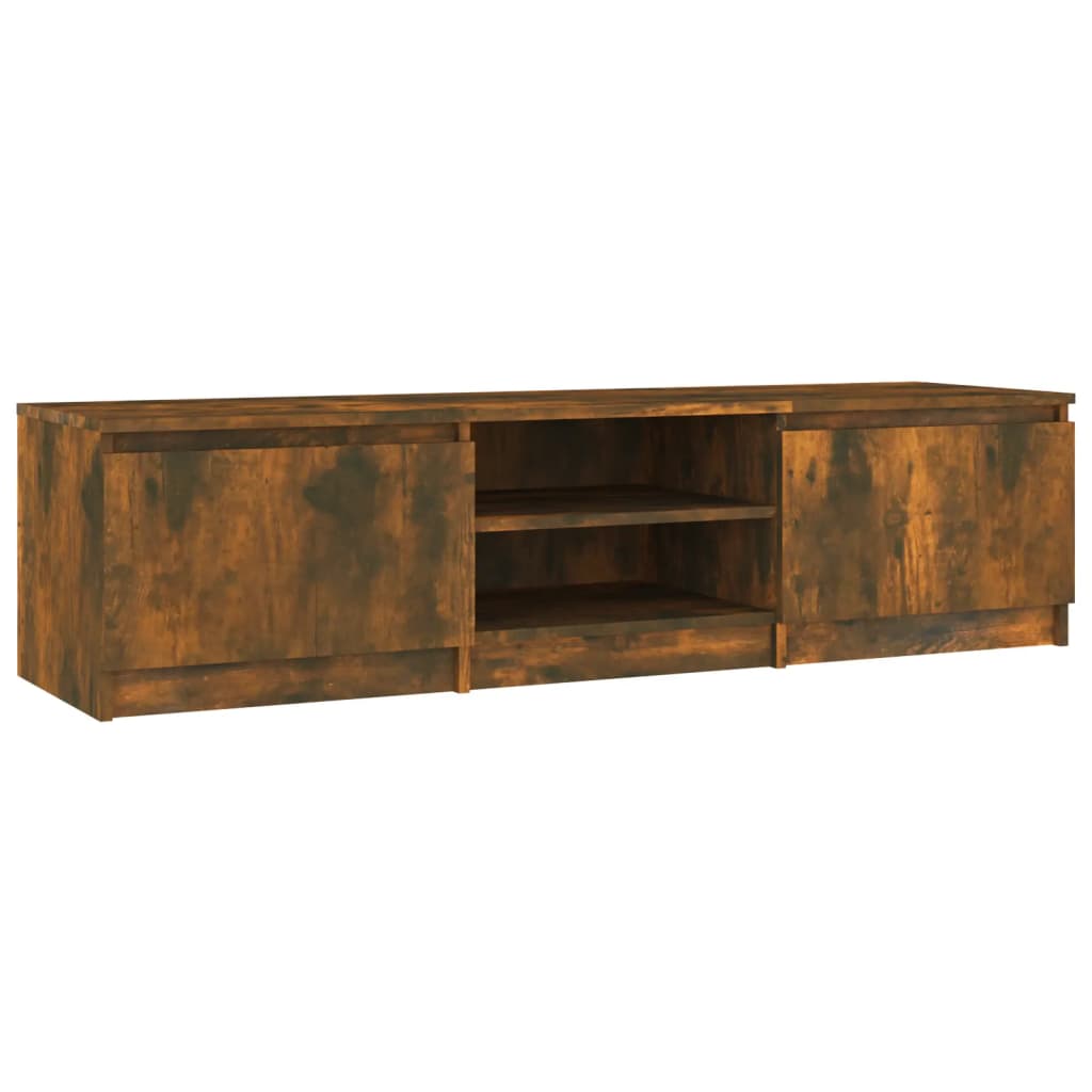 Meuble TV 140x40x35,5 cm ouvré en bois couleur chêne