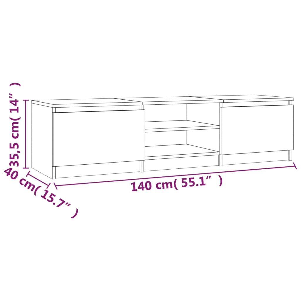 Tv-meubel 140x40x35,5 cm bewerkt hout