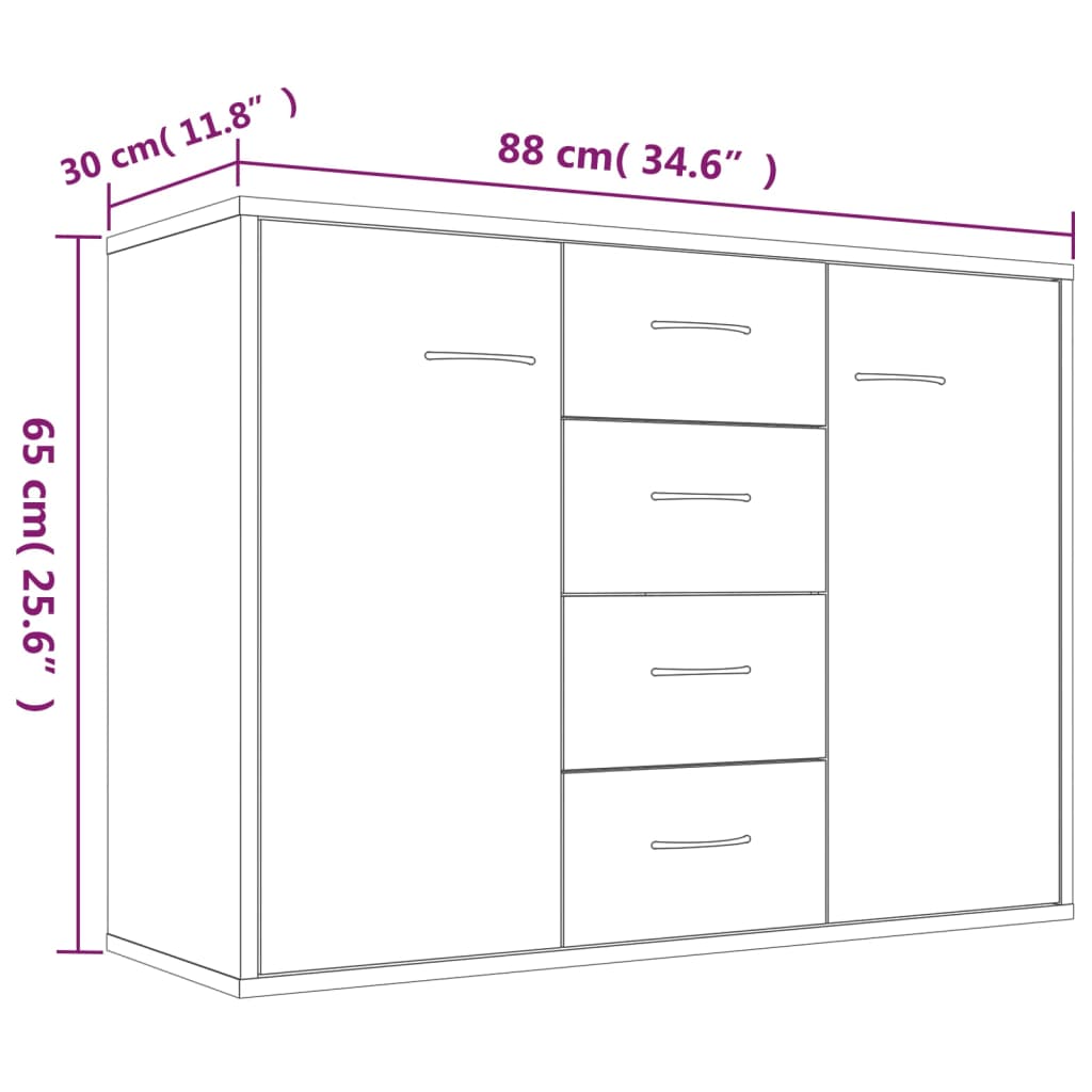 Dressoir 88x30x65 cm bewerkt hout