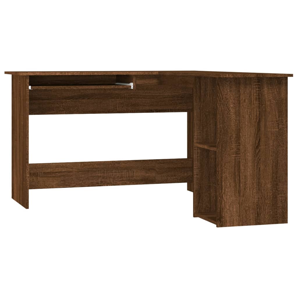 Bureau d'angle 120x140x75 cm en dérivé du bois coloris chêne