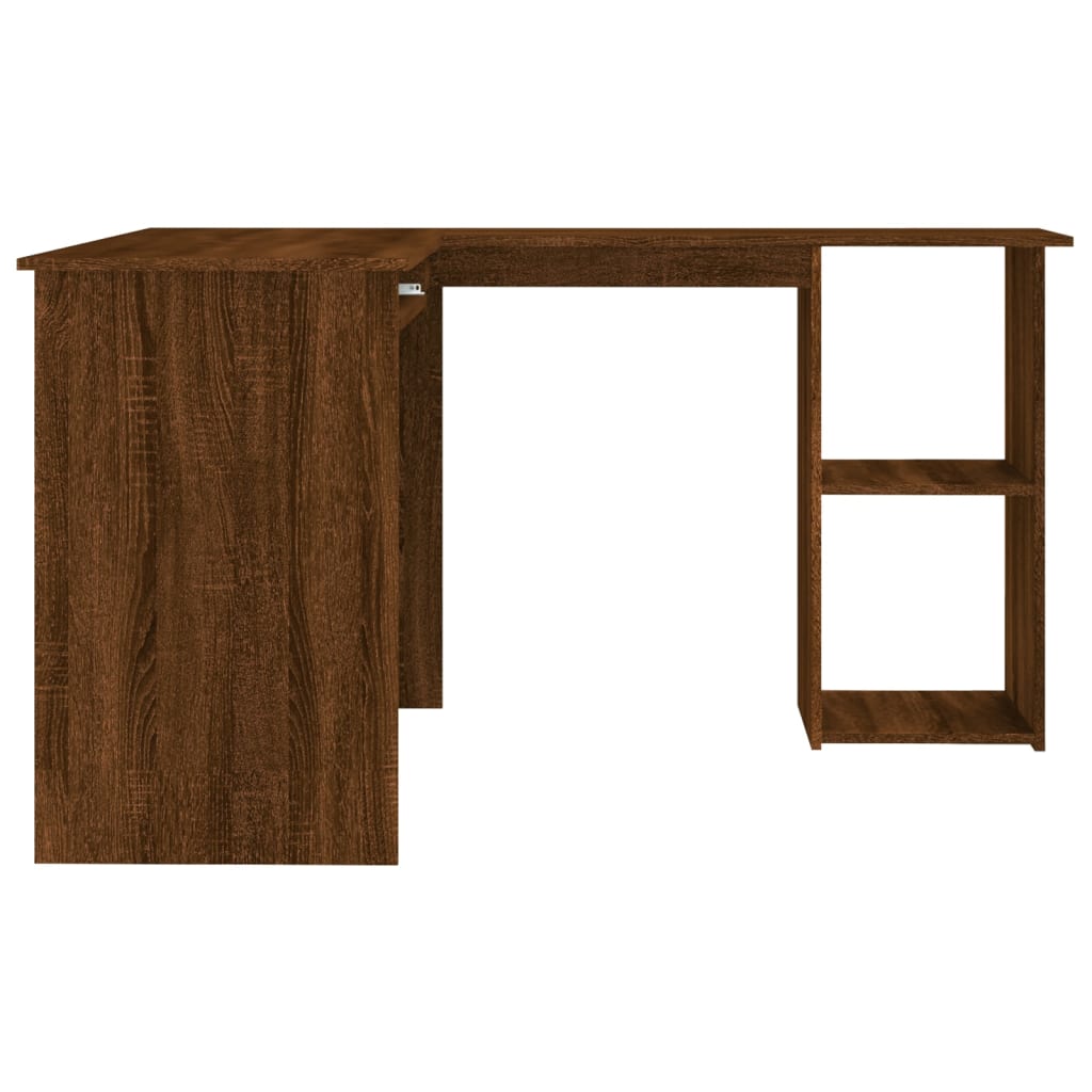 Bureau d'angle 120x140x75 cm en dérivé du bois coloris chêne