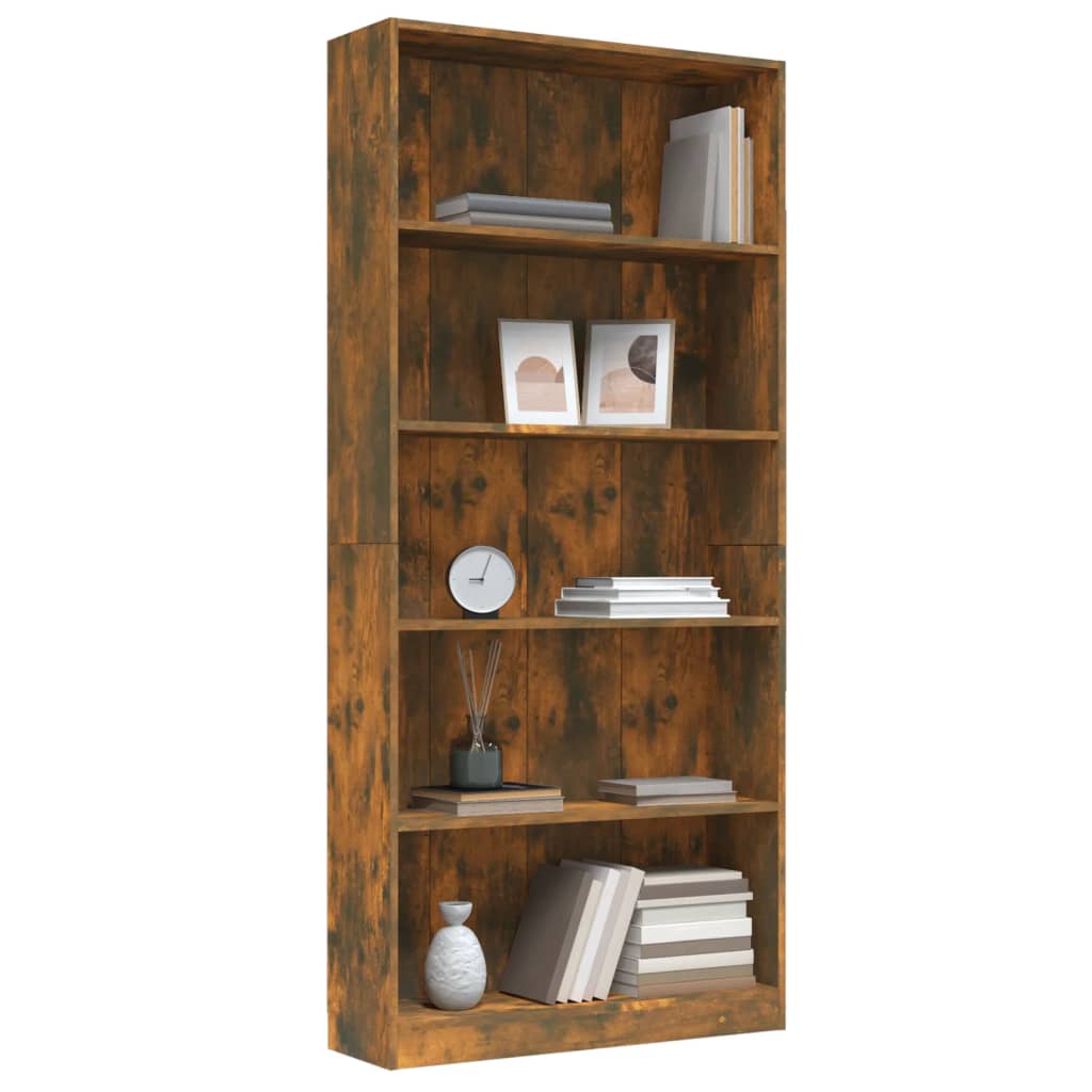 Boekenkast 60x24x175 cm bewerkt hout eikenkleurig