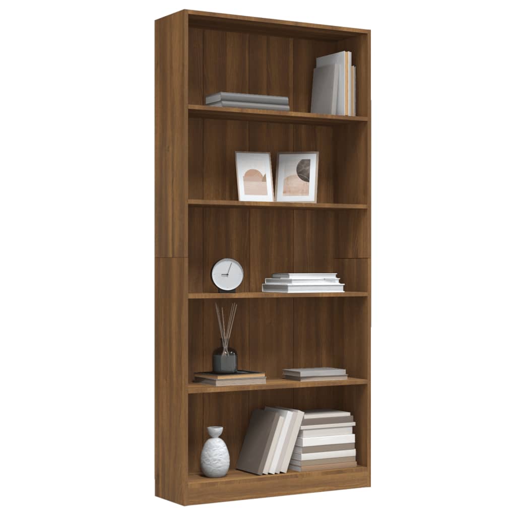 Boekenkast 60x24x175 cm bewerkt hout eikenkleurig