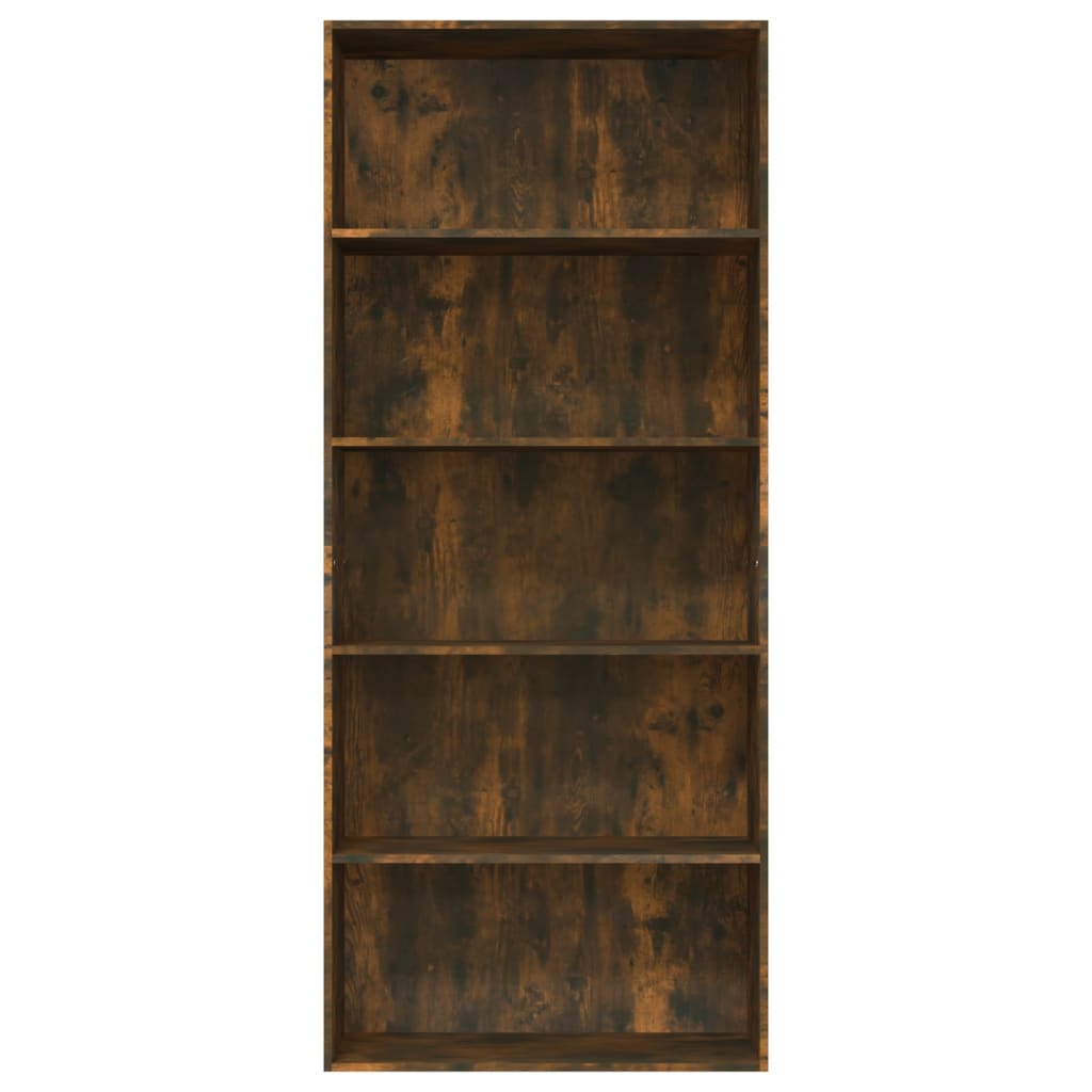 Boekenkast 80x30x189 cm bewerkt hout eikenkleurig