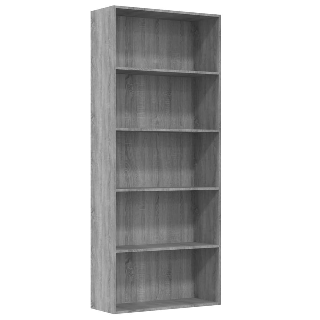 Boekenkast 80x30x189 cm bewerkt hout eikenkleurig