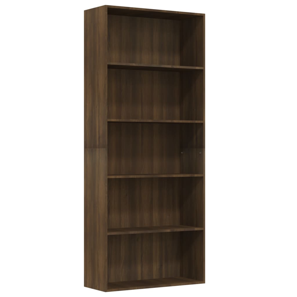 Boekenkast 80x30x189 cm bewerkt hout eikenkleurig