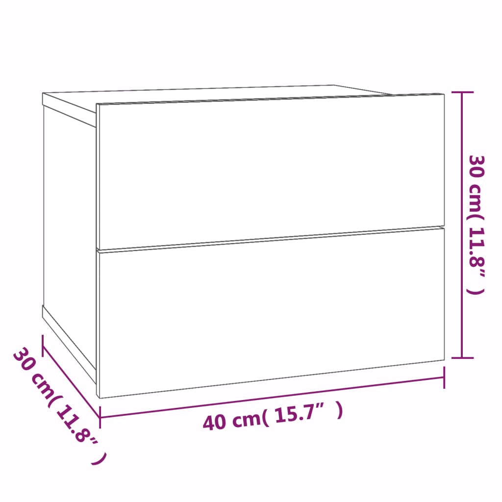 Tables de chevet 2 pcs 40x30x30 cm bois fini