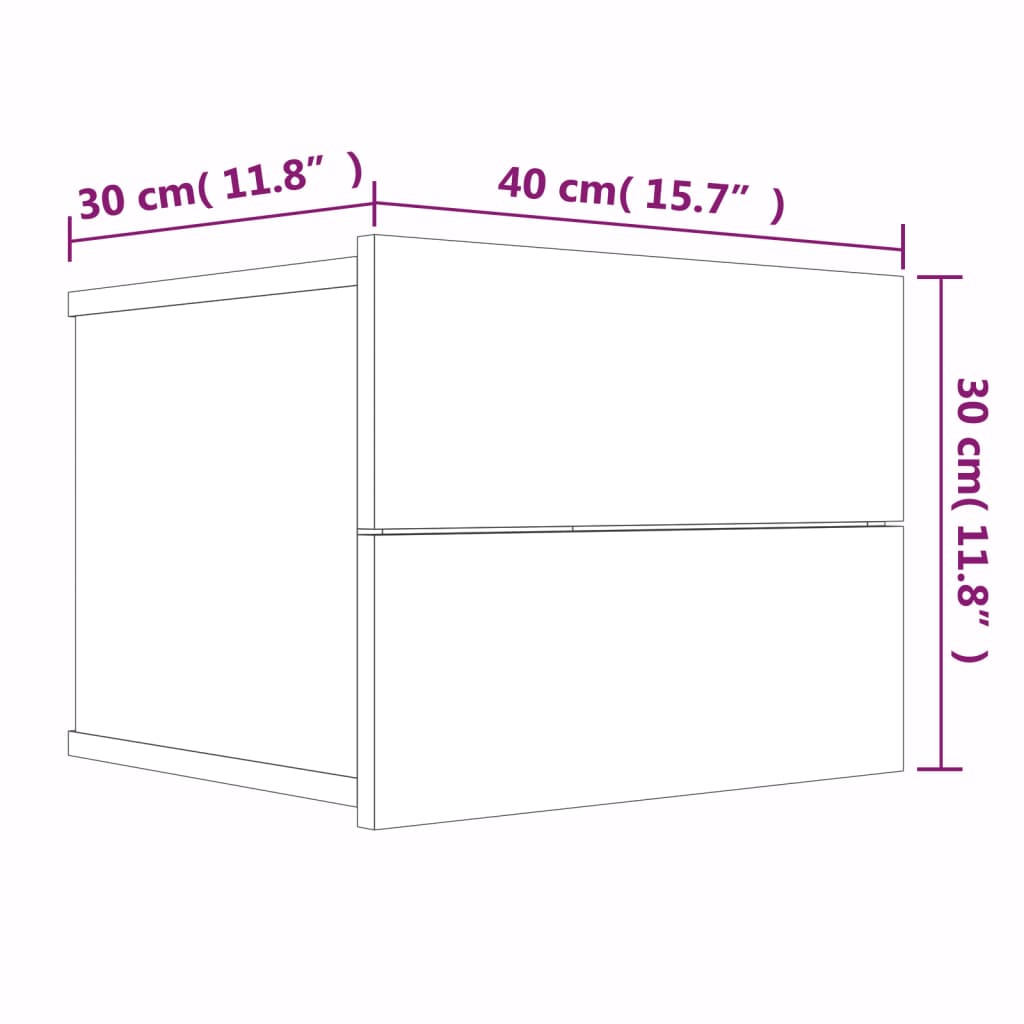 Tables de chevet 2 pcs 40x30x30 cm bois fini