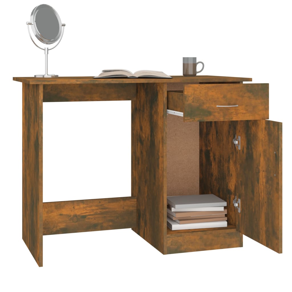 Bureau 100x50x76 cm bewerkt hout bruin eikenkleur