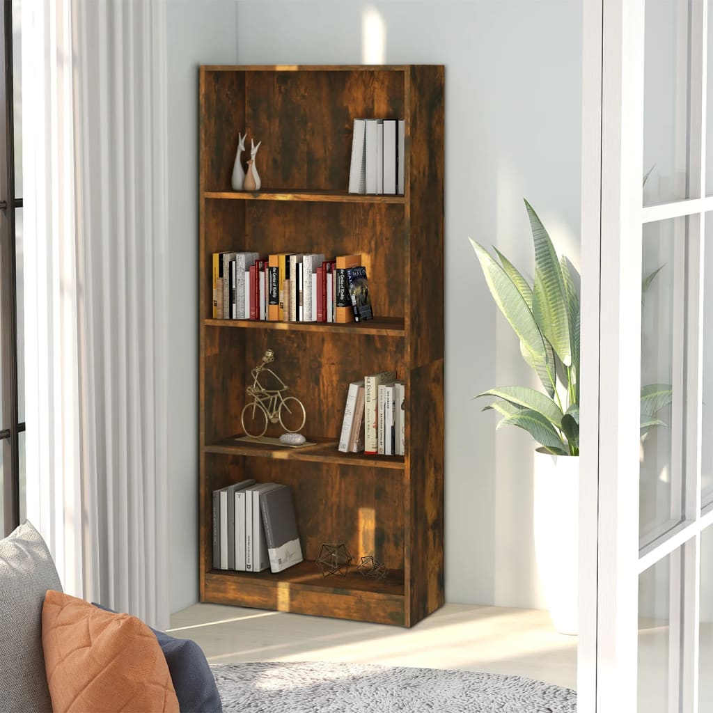 Boekenkast met 4 schappen 80x24x142 cm hout