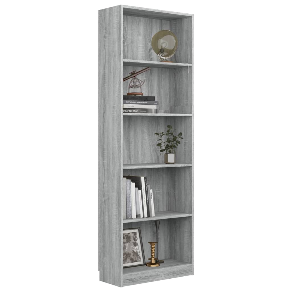 Boekenkast 60x24x175 cm bewerkt hout eikenkleurig