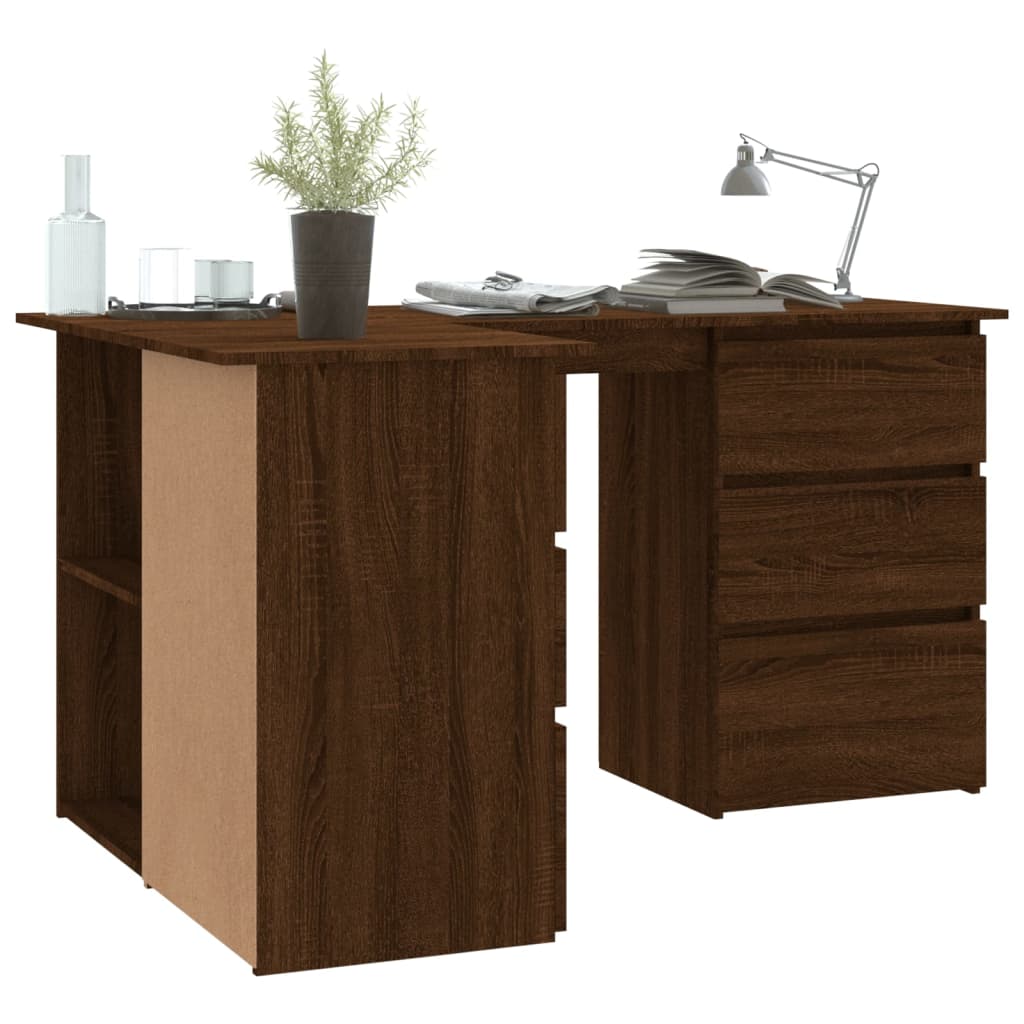 Hoekbureau 145x100x76 cm bewerkt hout