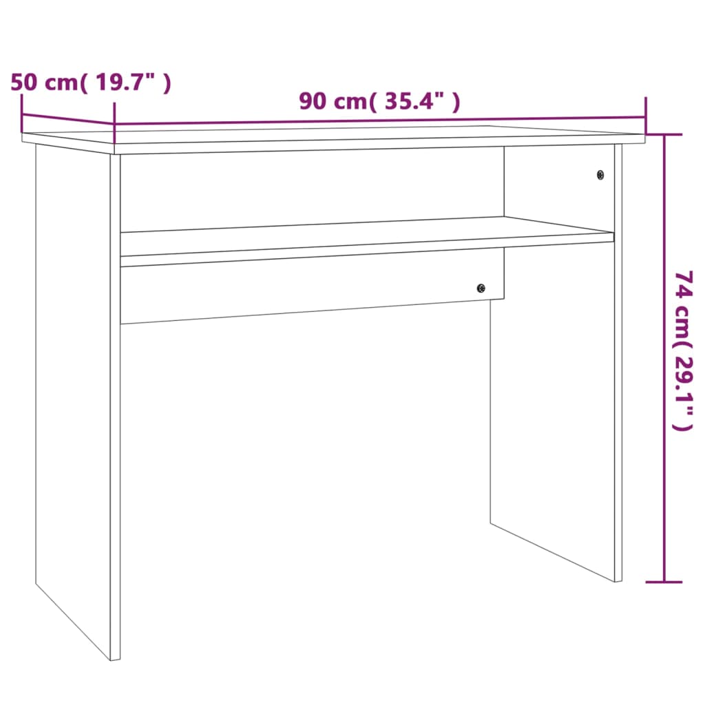 Bureau 90x50x74 cm bewerkt hout eikenkleurig