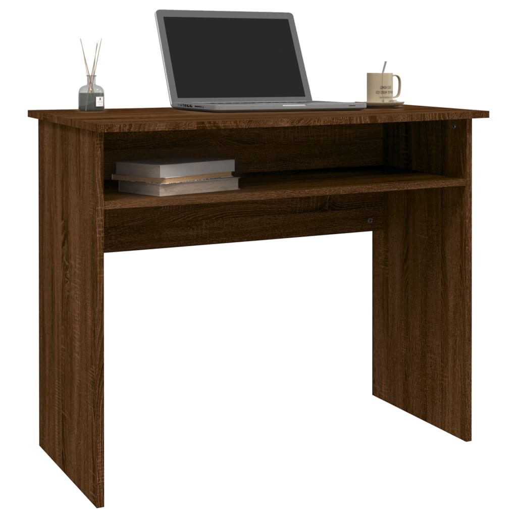 Bureau 90x50x74 cm bewerkt hout eikenkleurig