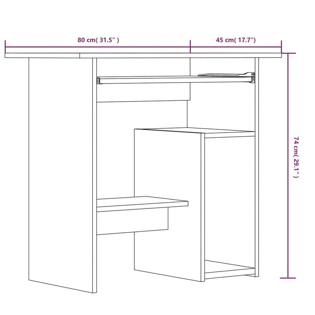 Bureau 80x45x74 cm bewerkt hout