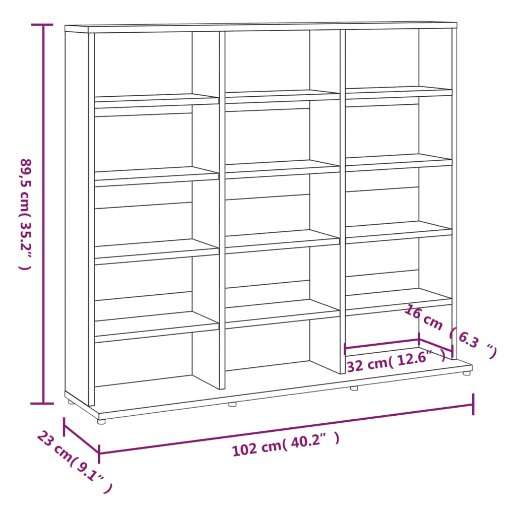 Meuble CD 102x16x177,5 cm bois travaillé