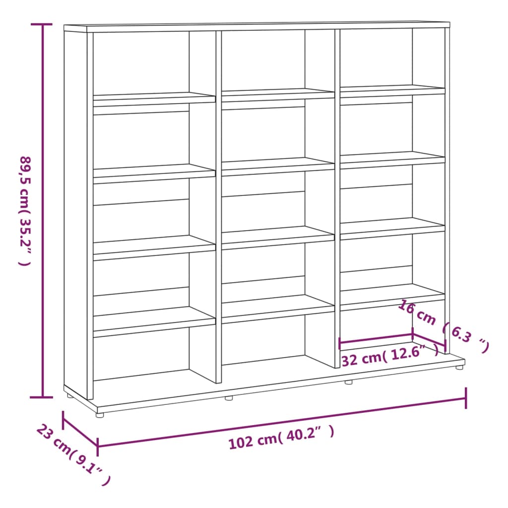 Cd-kast 102x16x177,5 cm bewerkt hout