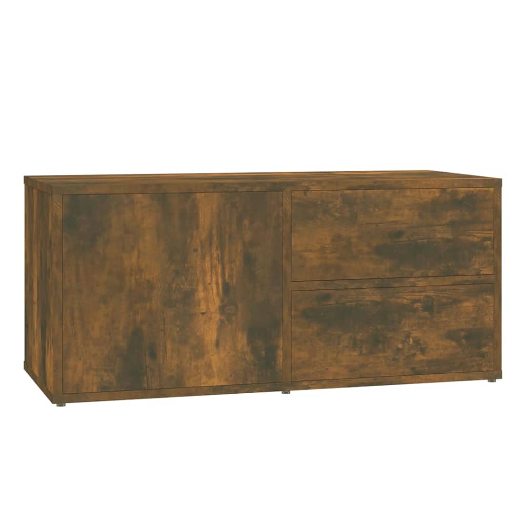 Meuble TV 80x34x36 cm ouvré en bois couleur chêne