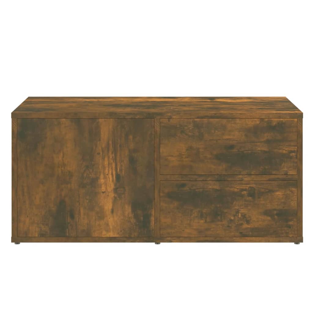 Meuble TV 80x34x36 cm ouvré en bois couleur chêne