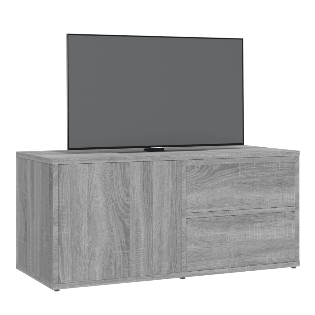 Meuble TV 80x34x36 cm ouvré en bois couleur chêne