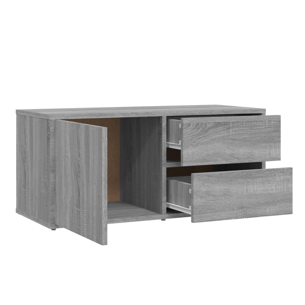 Meuble TV 80x34x36 cm ouvré en bois couleur chêne