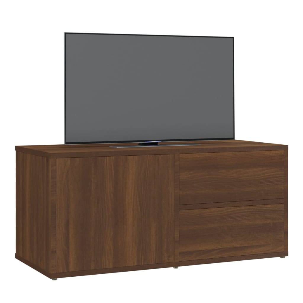 Meuble TV 80x34x36 cm ouvré en bois couleur chêne