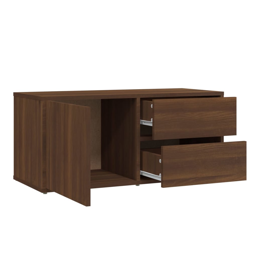 Meuble TV 80x34x36 cm ouvré en bois couleur chêne