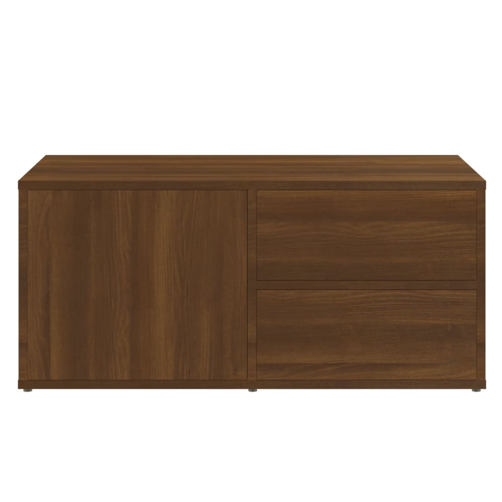 Meuble TV 80x34x36 cm ouvré en bois couleur chêne