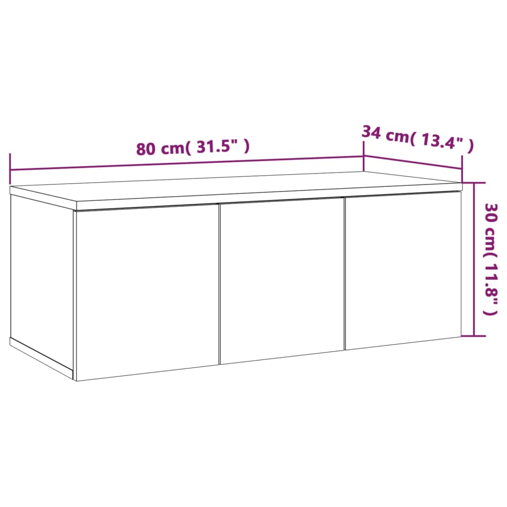 Tv-meubel 80x34x30 cm bewerkt hout