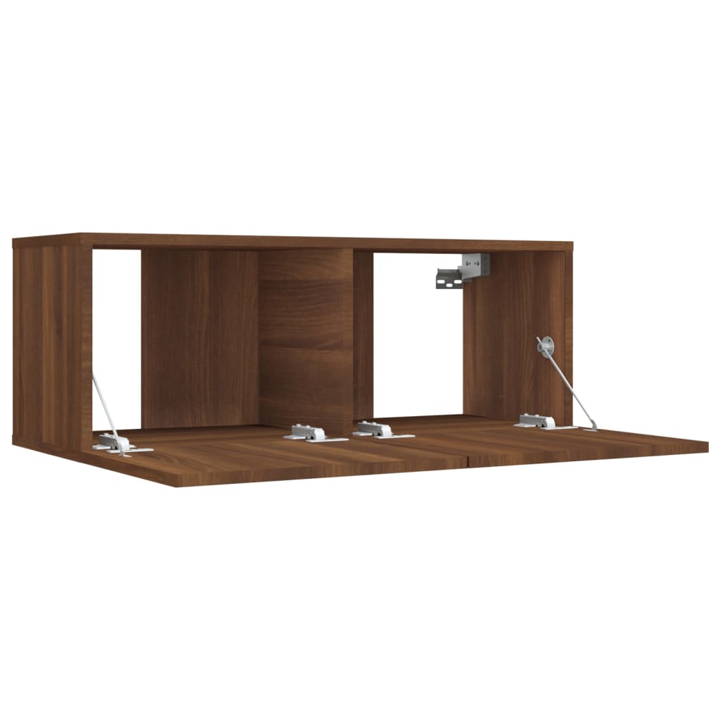 Meuble TV 80x30x30 cm finition bois couleur chêne marron