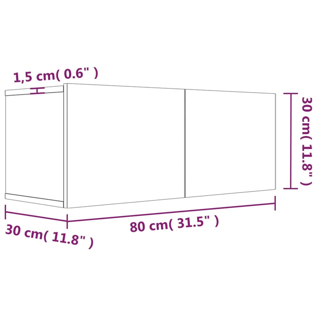 Meuble TV 80x30x30 cm finition bois couleur chêne marron