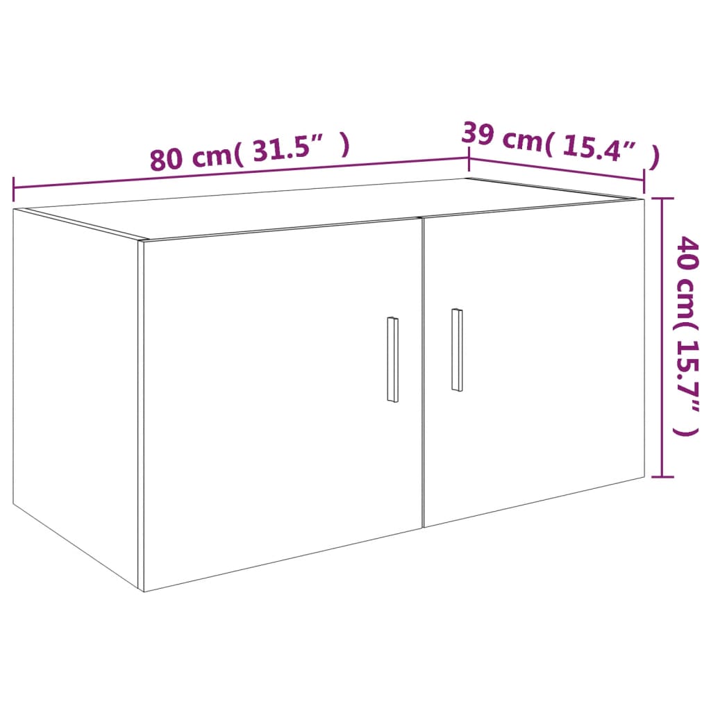 Hangkast 80x39x40 cm bewerkt hout