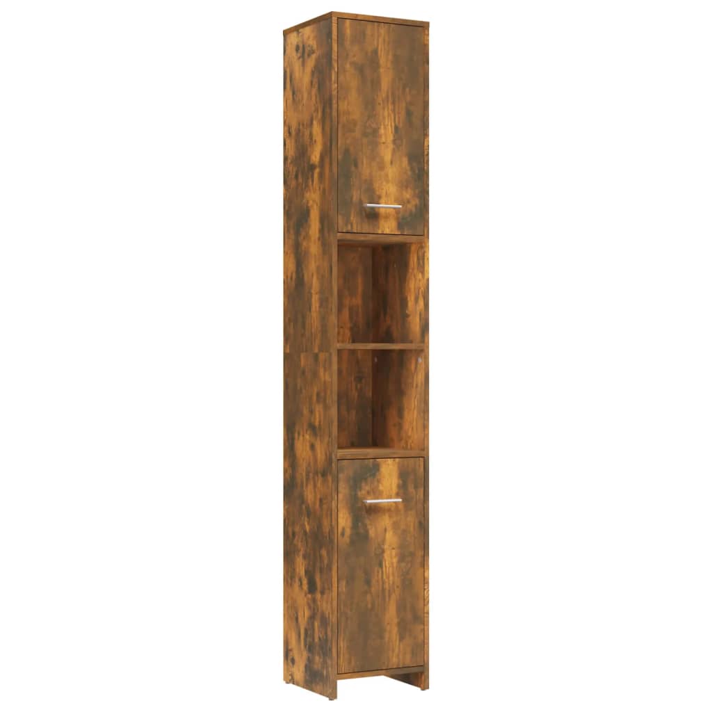 Badkamerkast 30x30x183,5 cm bewerkt hout oud houtkleurig