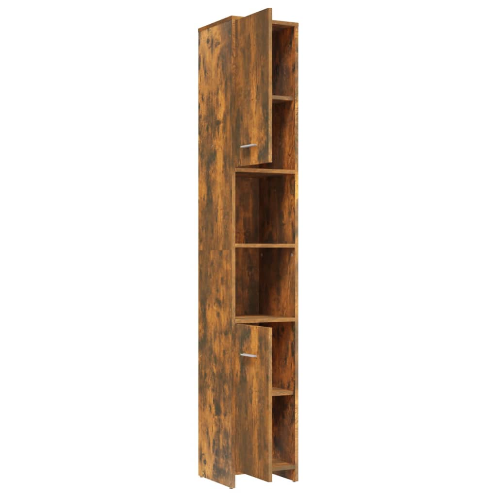 Badkamerkast 30x30x183,5 cm bewerkt hout oud houtkleurig