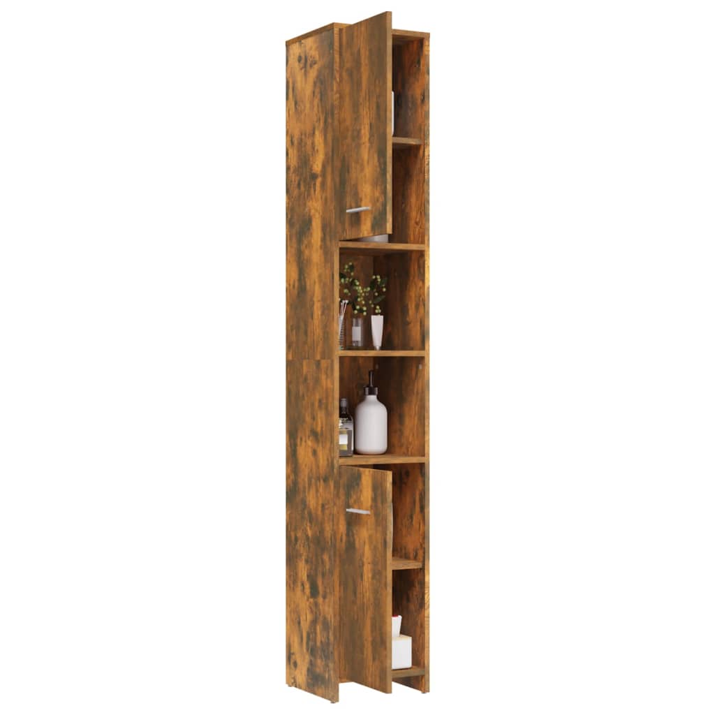 Badkamerkast 30x30x183,5 cm bewerkt hout oud houtkleurig