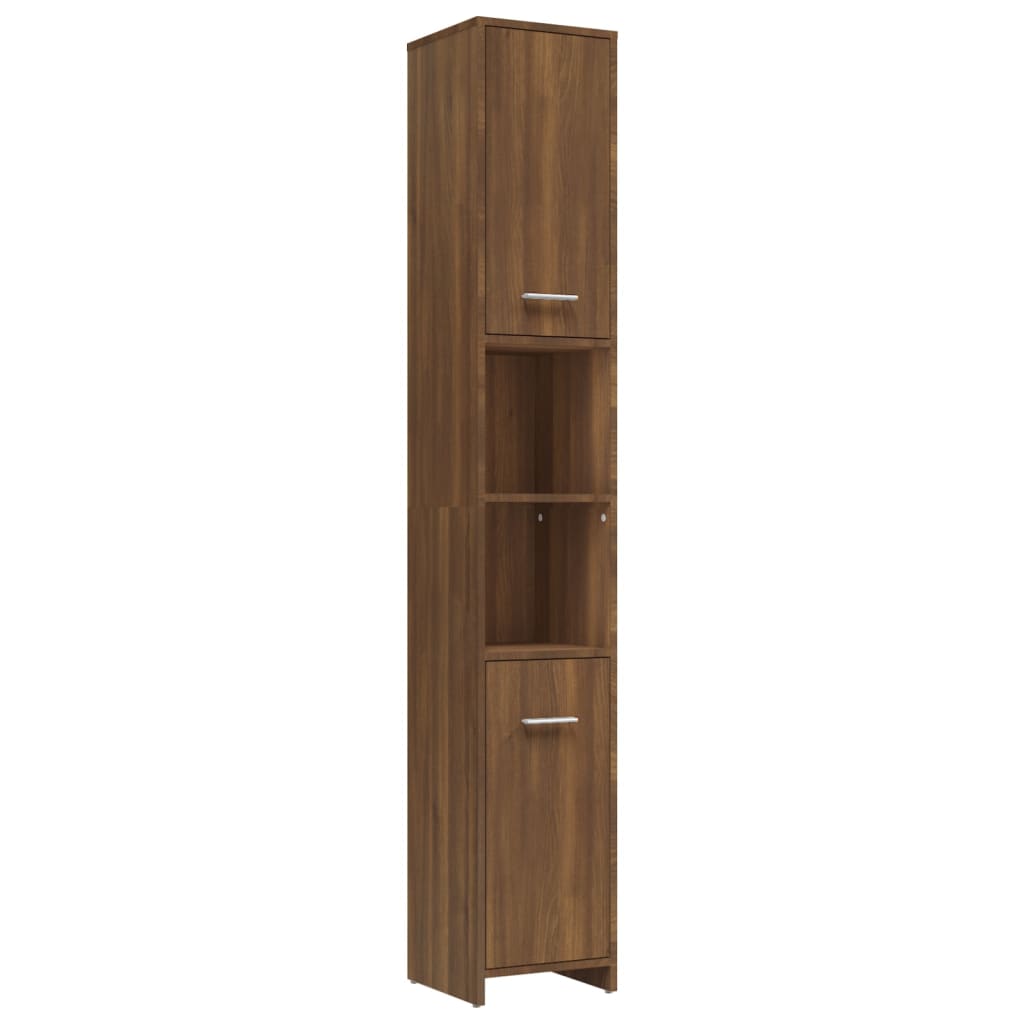 Badkamerkast 30x30x183,5 cm bewerkt hout oud houtkleurig