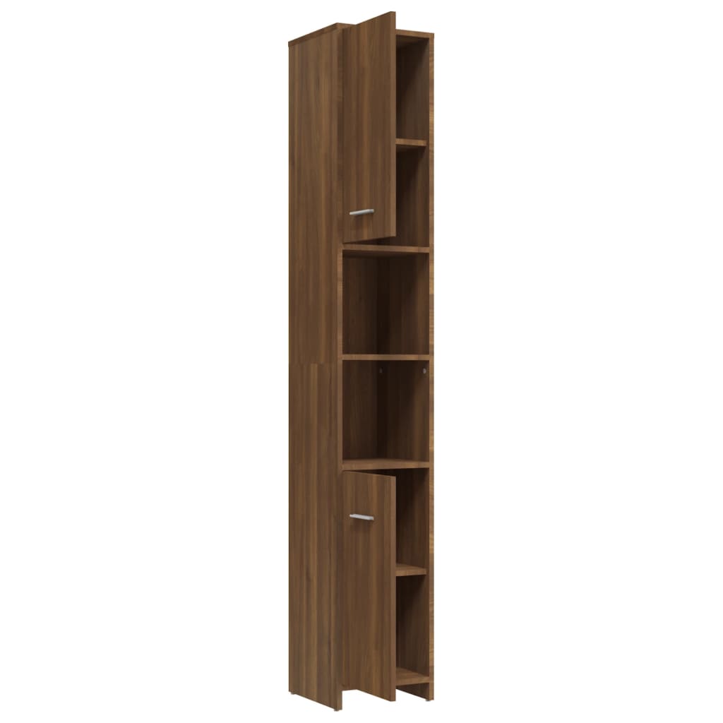 Badkamerkast 30x30x183,5 cm bewerkt hout oud houtkleurig