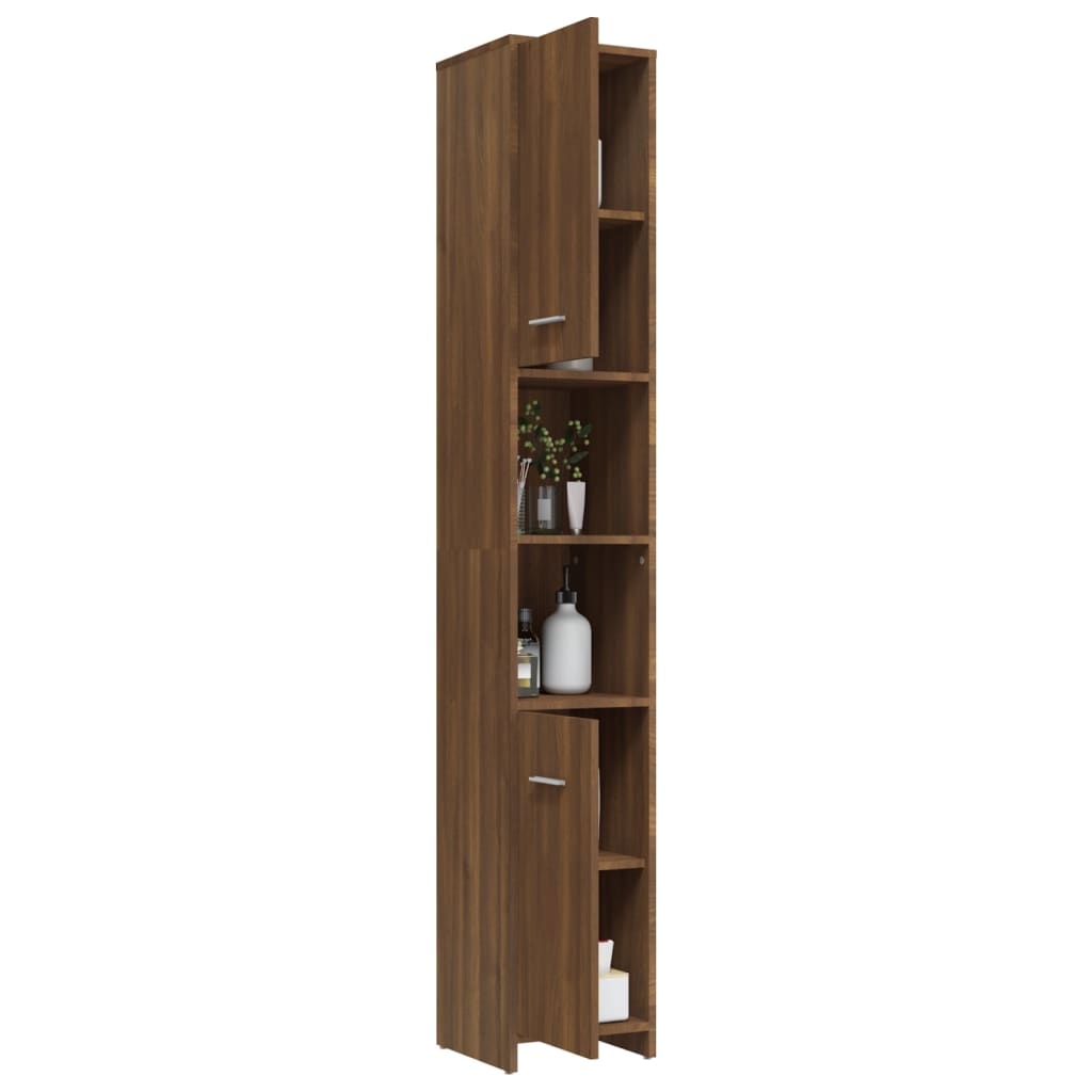 Badkamerkast 30x30x183,5 cm bewerkt hout oud houtkleurig