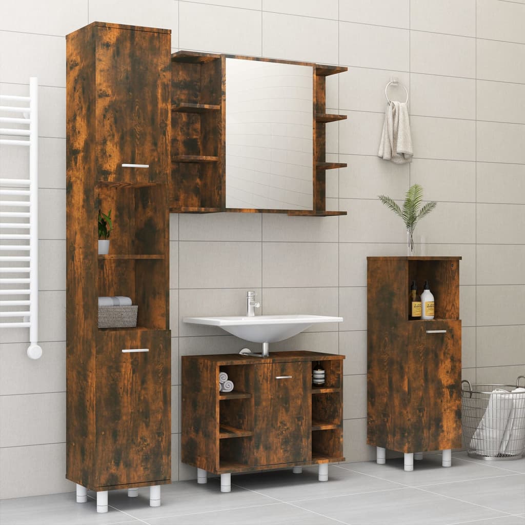 Armoire de toilette avec miroir 80x20,5x64 cm en bois travaillé