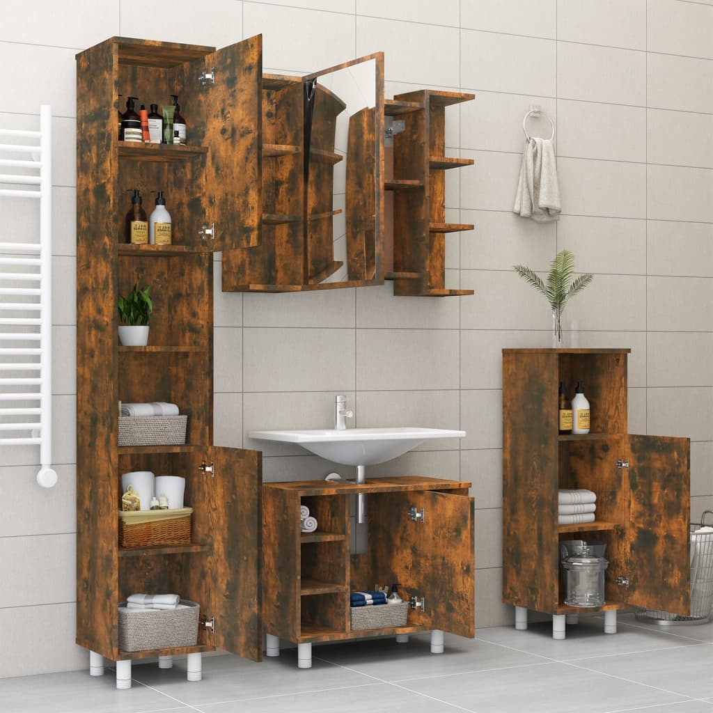 Armoire de toilette avec miroir 80x20,5x64 cm en bois travaillé