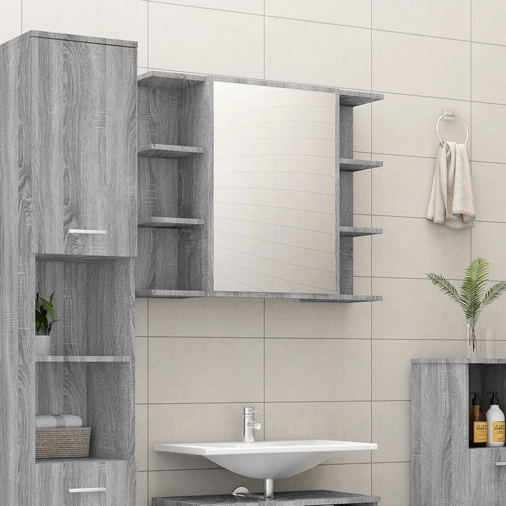 Armoire de toilette avec miroir 80x20,5x64 cm en bois travaillé