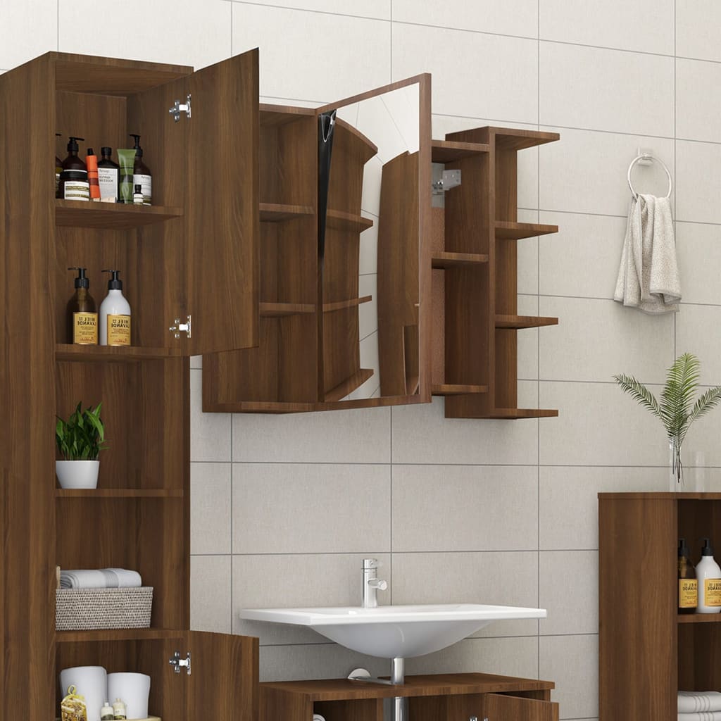 Armoire de toilette avec miroir 80x20,5x64 cm en bois travaillé