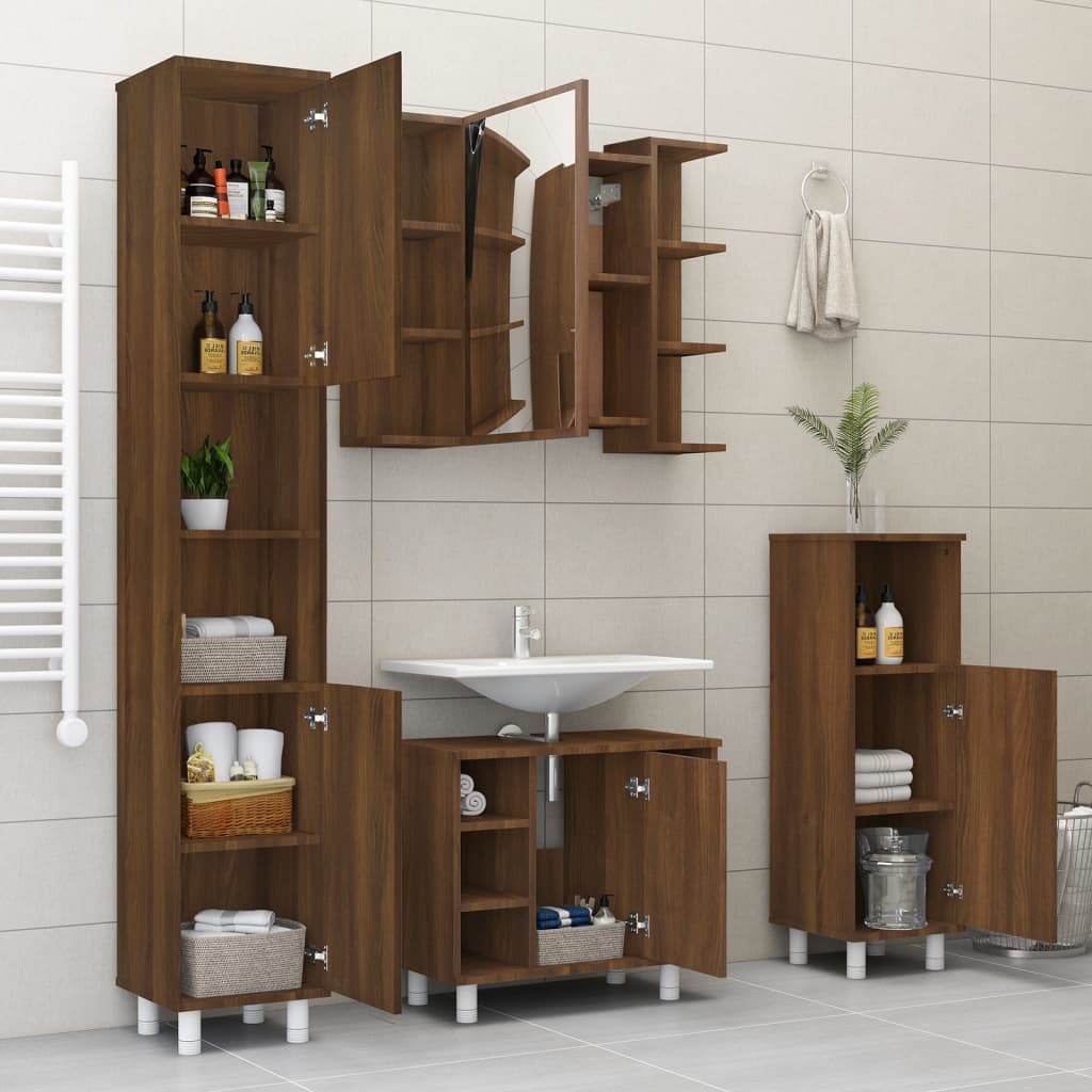 Armoire de toilette avec miroir 80x20,5x64 cm en bois travaillé