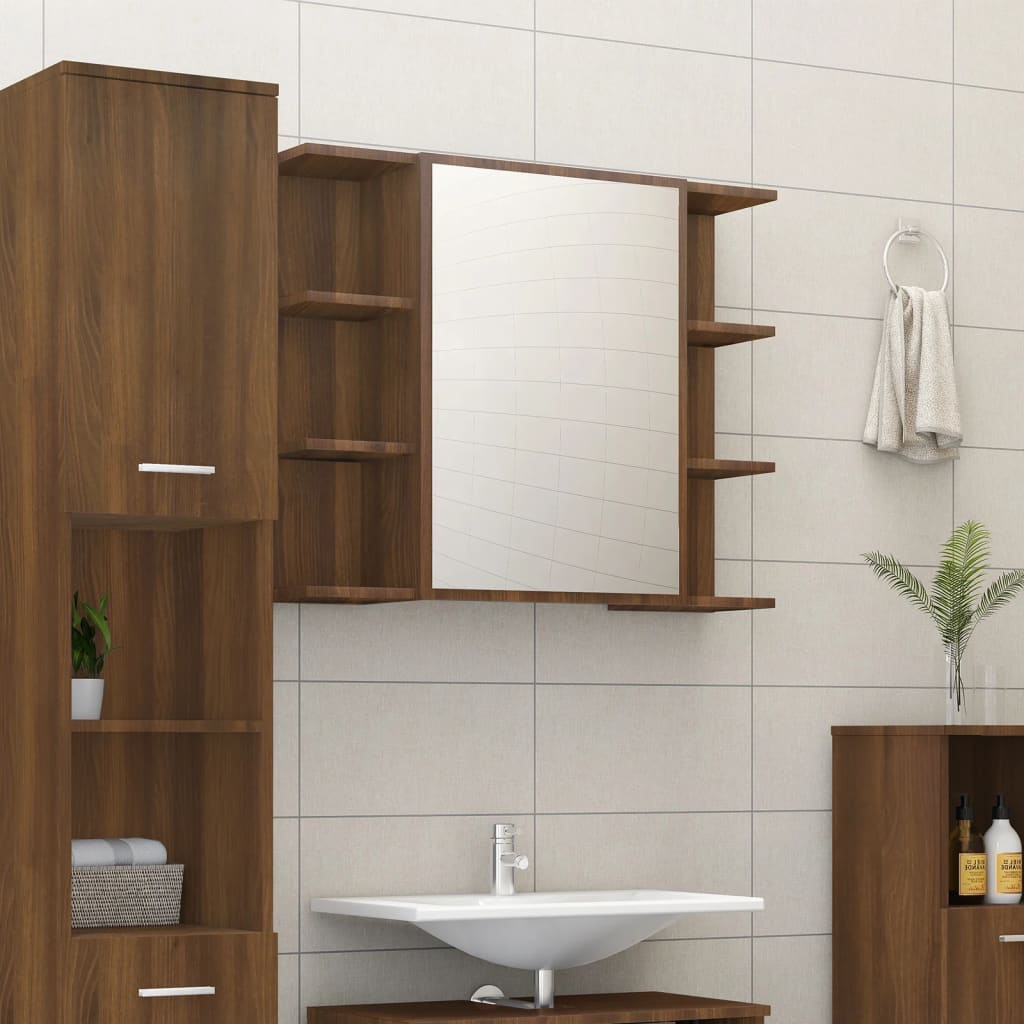 Armoire de toilette avec miroir 80x20,5x64 cm en bois travaillé