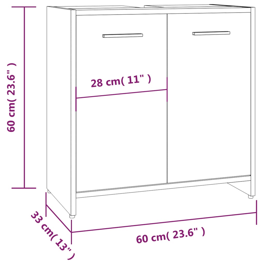 Badkamerkast 60x33x61 cm bewerkt hout